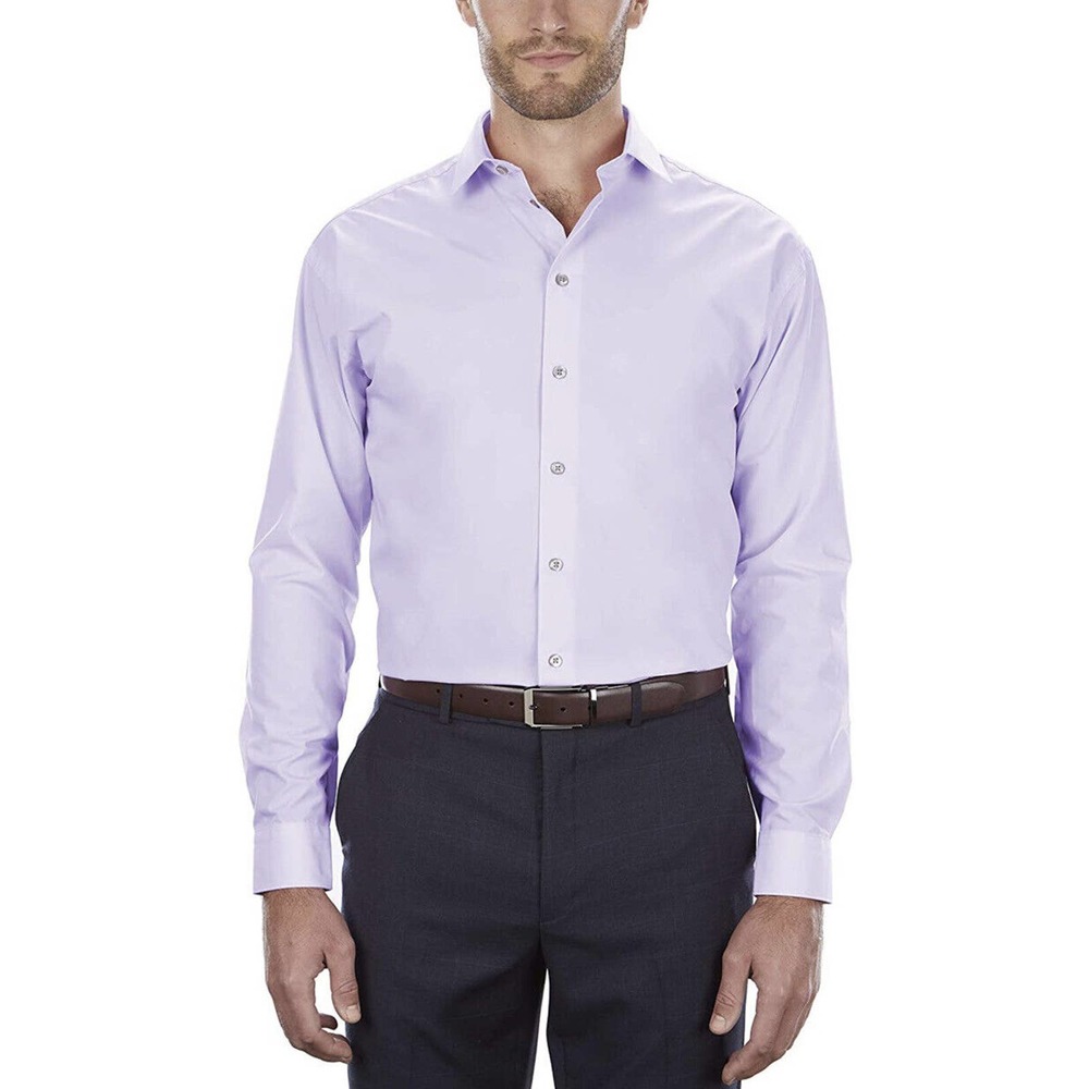 Kenneth Cole Unlisted Men's Dress Shirt Tall Fit Solid Lilac 35-36